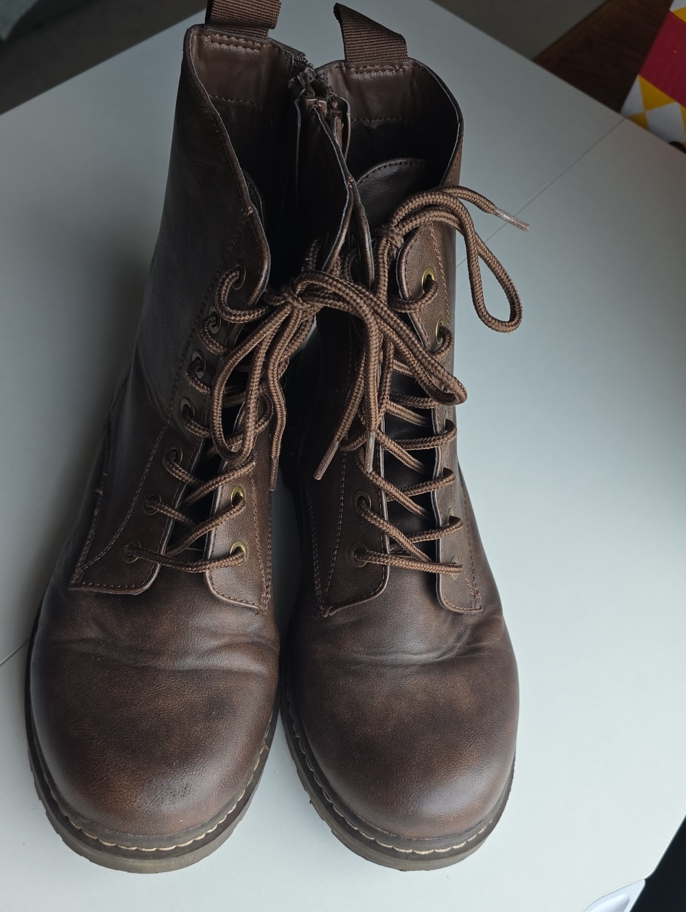 torrid Brown Lace-Up Ankle Combat Boots